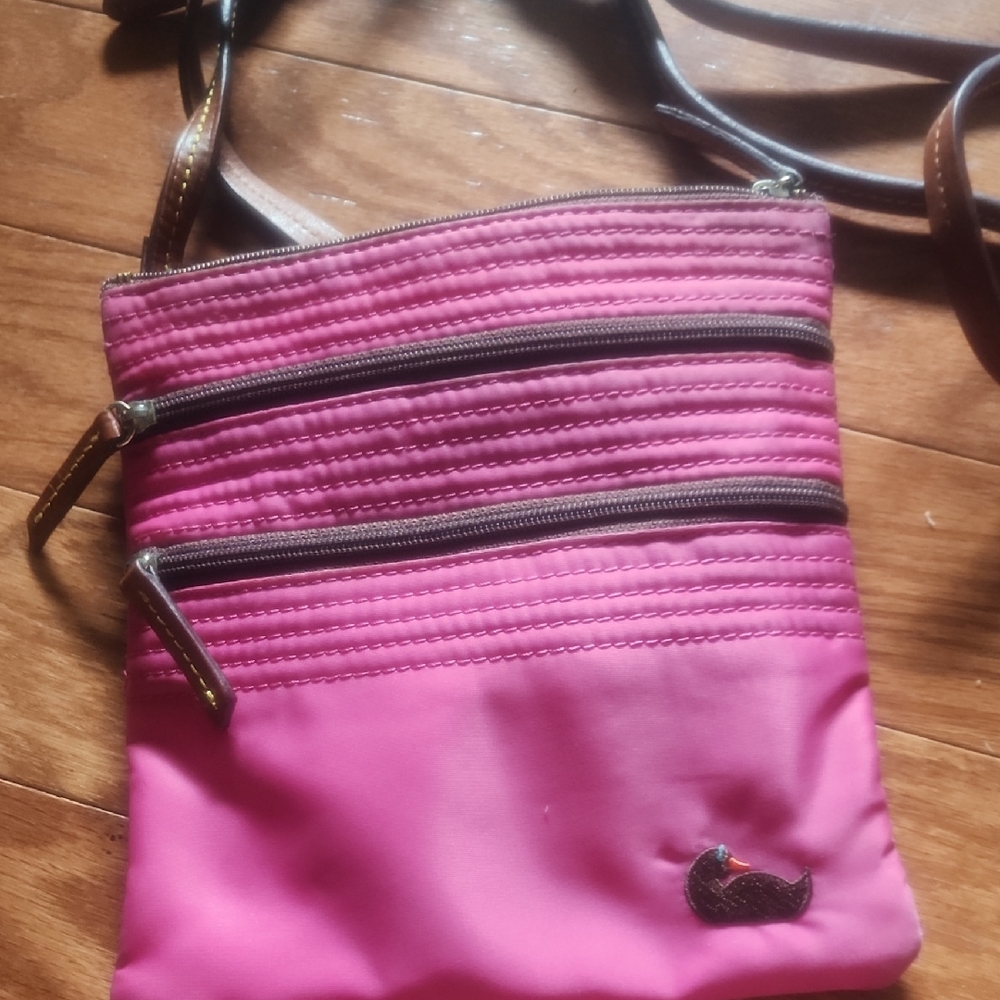 Dooney & Bourke Pink and Brown Crossbody Bag with Sporty Design